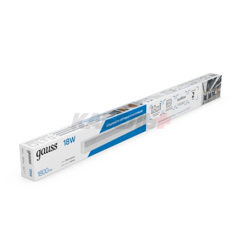 Св-к светодиодный матовый Gauss IP40 590x60x36мм 18W 1800Лм 6500K Shop Lighting белый 1/20