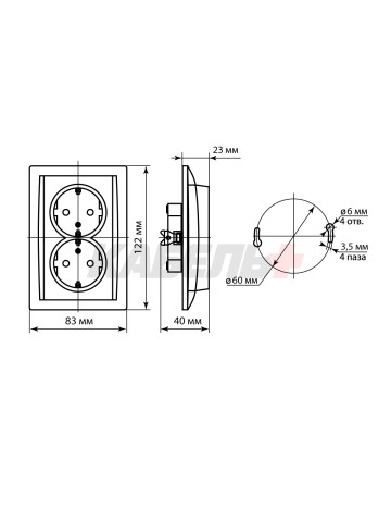 Розетка двойная 2П+З 16А 250В с защ. шт. сосна "Лама" TDM