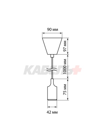 Патрон пластиковый Е27 с подвесом 1 м, красный TDM