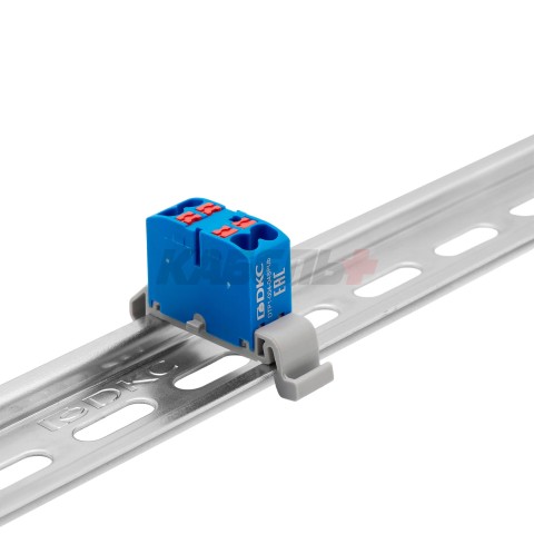 Блок распределительный, зажим push-in, 4 точки подключения 2,5 кв.мм, синий DKC