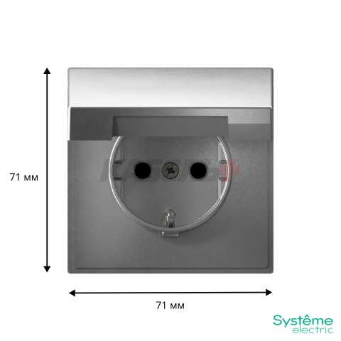 ARTGALLERY РОЗЕТКА с заземл. со шторк. с крышк., 16А, IP20, механизм, быстрозажим. клем., АЛЮМИНИЙ