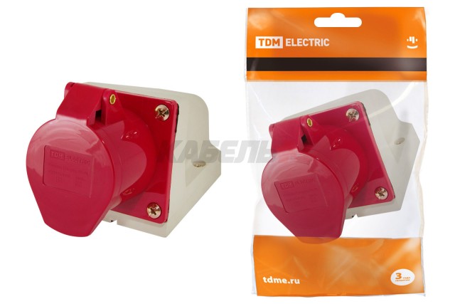 Розетка 124 стационарная 3Р+РЕ 32А 380В IP44 TDM