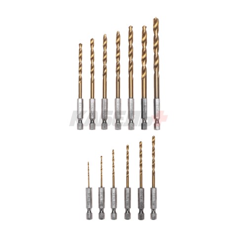 Набор сверл по металлу, 1,5-6,5мм (через 0,5мм, 3,2мм, 4,8мм), HSS, ТИТАН, шестигранный хвостовик, 1