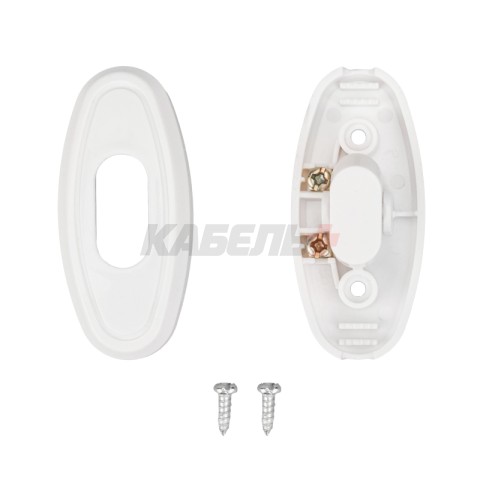 Выключатель-кнопка 6А 250ВON-OFF на электропровод для настольной лампы/бра бел.  36-3016