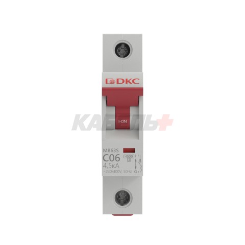 Модульный автоматический выключатель YON MB63, 1P, характеристика C, 6A, 4,5kA DKC