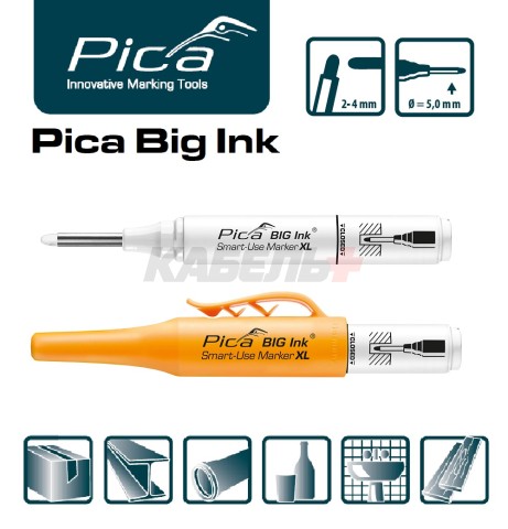 Маркер для глубоких отверстий белый Pica Big Ink Smart-Use XL в блистере