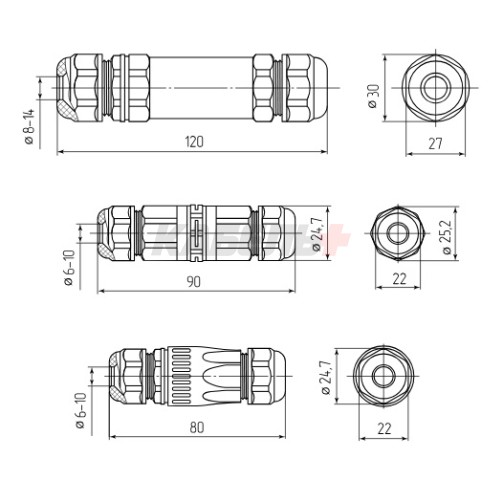 Коннектор кабельный FFC-22/4P-IP68 (Fortisflex).