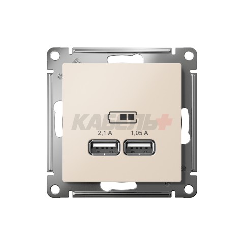 ATLASDESIGN USB РОЗЕТКА A+A, 5В/2,1А, 2х5В/1,05А, механизм, БЕЖЕВЫЙ