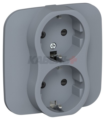 FLITE Розетка 2-местная с заземлением с защитными шторками безвинтовое крепление 16А РСш12-1-А-ФлМ маренго IEK