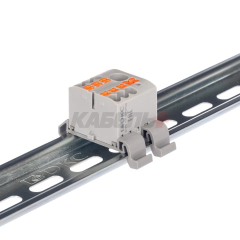 Блок распределительный, зажим push-in, 1 ввод 6 кв.мм, 6 точек подключения 2,5 кв.мм, серый DKC