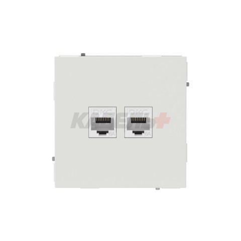 Компьютерная розетка RJ-45 без шторки, кат.6А двойная, KANT, белый песок DKC