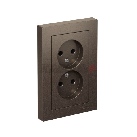 ATLASDESIGN РОЗЕТКА двойная без заземления, 16А, в сборе, МОККО