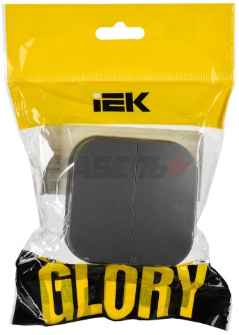 GLORY Выключатель 2-клавишный для открытой установки 10А ВС20-2-0-ХСм сталь матовый IEK