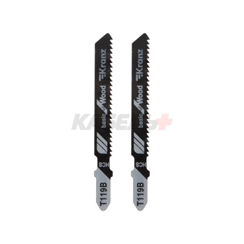 Пилка для электролобзика по дереву T119B 76 мм 12 зубьев на дюйм 4-30 мм (2 шт./уп.) Kranz