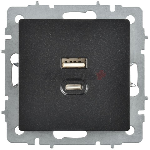 BRITE Розетка USB A+C 45Вт высокоскоростная зарядка РЮ11-2-БрЧ черный IEK