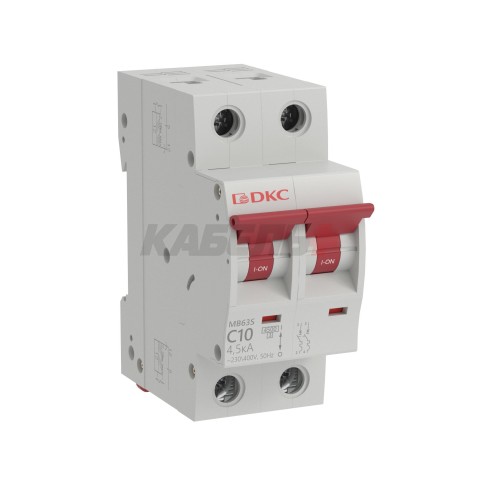 Модульный автоматический выключатель YON MB63, 2P, характеристика C, 10A, 4,5kA DKC.