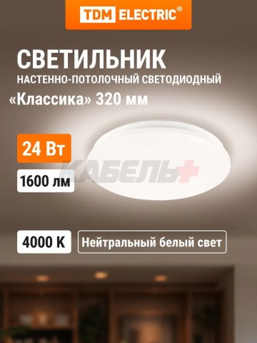 Светильник LED потолочный ДПБ 01, 24 Вт, 4000 К, Классика, TDM