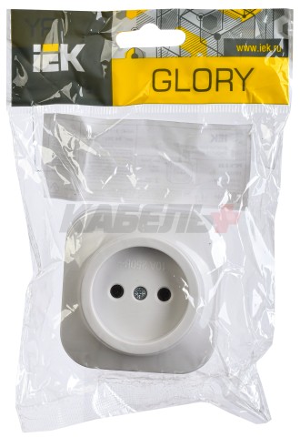 GLORY Розетка 1-местная для открытой установки без заземления без защитных шторок 10А РС20-2-ХБ белый IEK