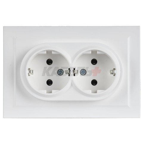 BRITE Розетка 2-местная с заземлением без защитных шторок 16А в сборе РС12-3-БрАБ арктический белый IEK