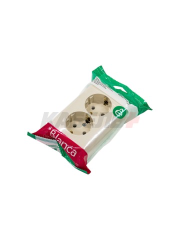 BLANCA О/У РОЗЕТКА двойная с заземлением без шторок, ИЗОЛ.ПЛ., 16А, 250В, БЕЖЕВЫЙ