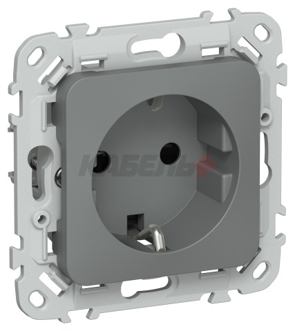 FLITE Розетка с заземлением с защитными шторками безвинтовое крепление 16А РСш11-1-ФлМА мокрый асфальт IEK