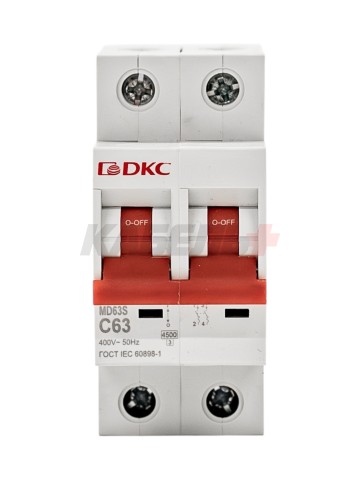 Автоматический выключатель YON max типа MD63S, 4,5кА, 2 полюса, хар-ка C, 63А DKC