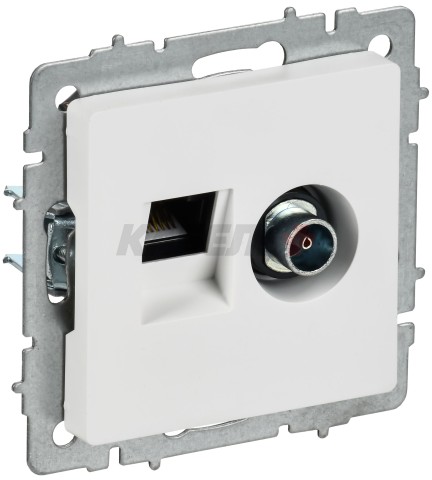 BRITE Розетка двойная TV+RJ45 кат.5E РТВ/РК12-БрАБ арктический белый IEK