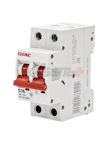 Автоматический выключатель YON max типа MD63N, 6кА, 2 полюса, хар-ка C, 16А DKC