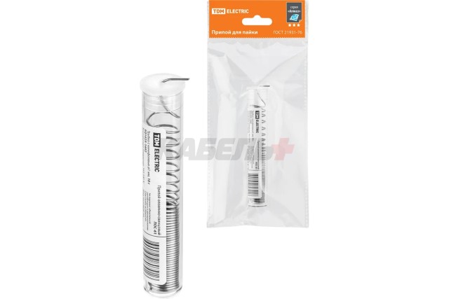 Припой ПОС 61, трубка с канифолью, ГОСТ 21931-76, Ø1 мм, 10 г, колба, серия "Алмаз" TDM