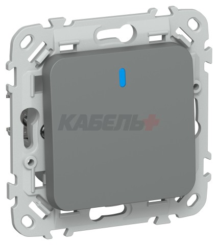 FLITE Выключатель 1-клавишный проходной с индикацией 10А ВС61-1-1-ФлМА мокрый асфальт IEK