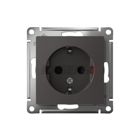 ATLASDESIGN РОЗЕТКА с заземлением со шторками, 16А, механизм, БАЗАЛЬТ