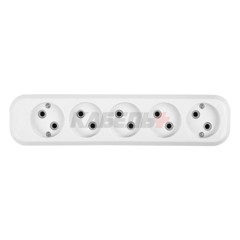 Розеточная колодка GSB-10-5-IP20 Easy, 10А, 5 мест, без заземления, без выключателя, IP20.