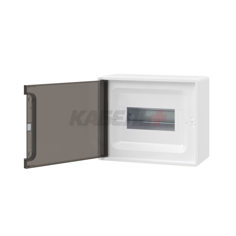 Щиток 8 мод настенный FRAME, белый, с тонированной дверцей, с 2 шинами PEN на 6 и 8 отв. DKC