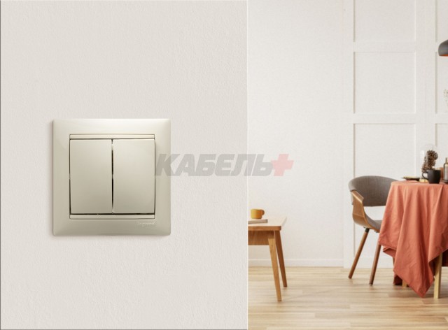 VALENA Выключатель 2-клавишный схема 5 10А безвинтовое крепление слоновая кость