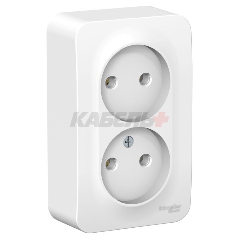 BLANCA О/У РОЗЕТКА двойная без заземления без шторок, ИЗОЛ.ПЛ., 16А, 250В, БЕЛЫЙ