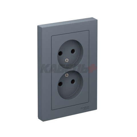 ATLASDESIGN РОЗЕТКА двойная без заземления, 16А, в сборе, ГРИФЕЛЬ