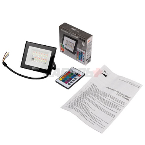 Прожектор светодиодный СДО PFL- 20W RGB-RC BL (New) IP65 Jazzway