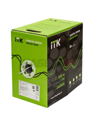 ITK Витая пара U/UTP кат.5E 4х2х24AWG solid PVC серый (305м) РФ/Т