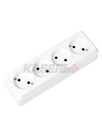 Розетка 4-х местная горизонтальная 2П открытой установки IP20 10A белая "Ладога" TDM