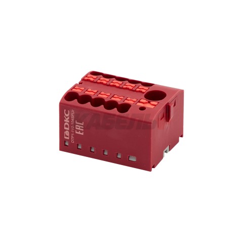 Блок распределительный, зажим push-in, 1 ввод 6 кв.мм, 10 точек подключения 2,5 кв.мм, красный DKC