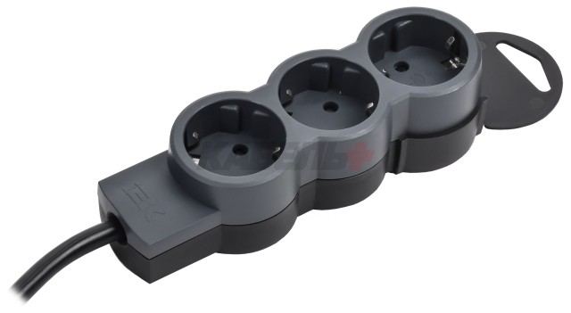STANDARD Удлинитель У03 3 места 2P+PE 5м 3х1,5мм2 16А черный IEK