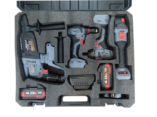 Аккумуляторный бесщеточный E0093 Profipower набор 4 в 1 ProfiSet-4F18 (Li-ion-2шт, 4Ач, З/У, кейс, E0081, E0080, T0056, T0058)