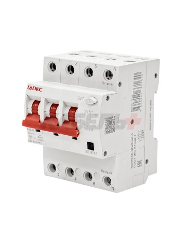 Дифавтомат YON max типа MDR, 3P+N, 30mA, 32A, хар-ка C, 6kA, тип A DKC