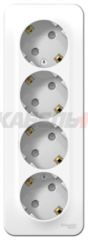 BLANCA О/У РОЗЕТКА 4-я с заземлением со шторками, ИЗОЛ.ПЛ., 16А, 250В, БЕЛЫЙ