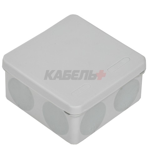Коробка распаячная двухкомпонентная КМ42455 для открытой проводки безгалогенная (HF) 100х100х50мм IP67 8 вводов серая IEK