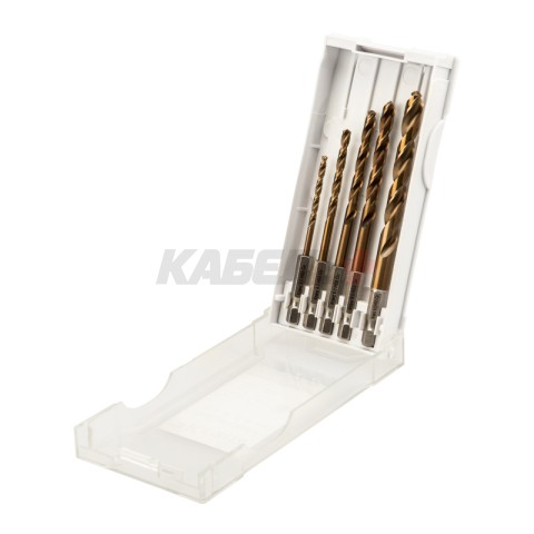 Набор сверл по металлу «Кобальт», 3-8 мм, Р6М5К5, шестигранный хвостовик, 5 шт. KRANZ