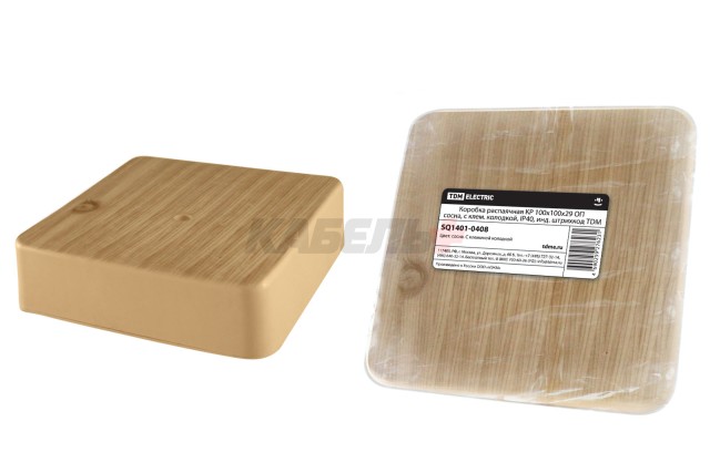 Коробка распаячная КР 100х100х29 ОП сосна, с клем. колодкой, IP40, инд. штрихкод TDM