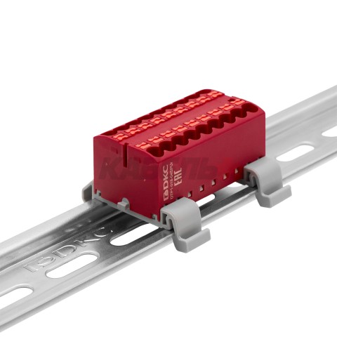 Блок распределительный, зажим push-in, 18 точек подключения 2,5 кв.мм, красный DKC
