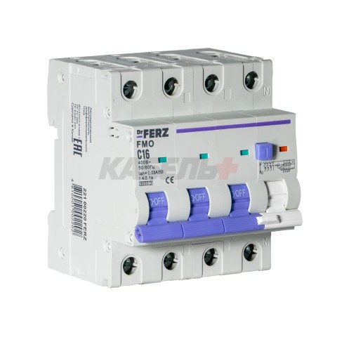 FMO-EL-3P+N 16A 30mA 6kA тип AC, х-ка C, 4M Дифавтомат