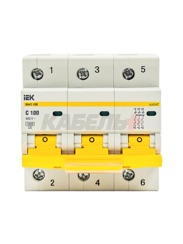 KARAT Автоматический выключатель ВА47-100 3P C 100А 10кА IEK